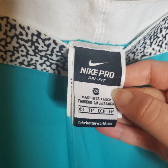 Nike PRO Dri-Fit Mezzo Training Tights Women's XS Turquoise White Logo - Picture 7 of 16